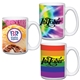 a group of 15 oz full color white stoneware magna mug