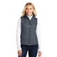 aerial view a dark slate/black port authority(r) womens puffy vest, image 1 of 6