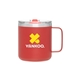 aerial view a matte red camper 16.9 oz copper vacuum insulated stainless steel travel mug, image 1 of 8
