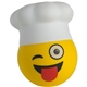 aerial view a yellow/white chef emoji hat stress reliever, image 1 of 5