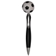 a black soccer ball stress ball top click pen