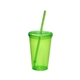 aerial view a translucent lime green super value 20 oz sipper with straw, image 1 of 4
