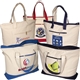 a group of two toned zippered cotton tote bag 18w x 14h x 4d