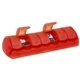 aerial view a translucent red 7 day compartment pill med minder, image 1 of 2