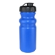 aerial view a blue bottle & black lid 20 oz cycle bottle with flip top cap, image 1 of 2