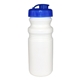 aerial view a white bottle & translucent blue lid 20 oz cycle bottle with flip top cap, image 1 of 2