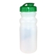 aerial view a frosted bottle & translucent green lid 20 oz cycle bottle with flip top cap, image 1 of 2