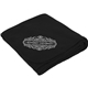aerial view a black soft fleece blanket, image 1 of 4