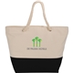 aerial view a black zippered 12oz cotton canvas rope tote, image 1 of 4