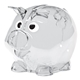 aerial view a translucent clear mini plastic lil piggy bank, image 1 of 2