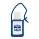 aerial view a blue 15 ml antibacterial travel sanitizer, image 1 of 2