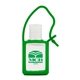 aerial view a green 15 ml antibacterial travel sanitizer, image 1 of 2