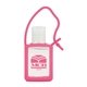 aerial view a pink 15 ml antibacterial travel sanitizer, image 1 of 2