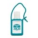 aerial view a teal 15 ml antibacterial travel sanitizer, image 1 of 2