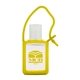 aerial view a yellow 15 ml antibacterial travel sanitizer, image 1 of 2