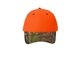 aerial view a orange blaze/mossy oak port authority(r) enhanced visibility cap with camo brim, image 1 of 4