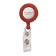 aerial view a red retractable badge reel with belt clip, image 1 of 4