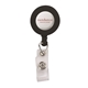 aerial view a black retractable badge reel with belt clip, image 1 of 4