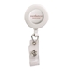 aerial view a white retractable badge reel with belt clip, image 1 of 4