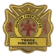 aerial view a gold clip - on firefighter badge, image 1 of 3