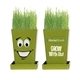 aerial view a green seed cartoon expression planter, 1- pack planter, full color digital, image 1 of 2