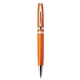 aerial view a orange pms1505 lara ballpoint pen with twist lock mechanism, image 1 of 3