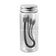 aerial view a black bottled 3- in -1 charging cable set, image 1 of 2