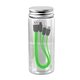aerial view a green bottled 3- in -1 charging cable set, image 1 of 2