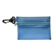 aerial view a blue clip on nylon zippered pouch, image 1 of 2