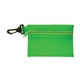 aerial view a green clip on nylon zippered pouch, image 1 of 2