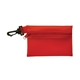 aerial view a red clip on nylon zippered pouch, image 1 of 2