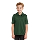 aerial view a dark green port authority(r) youth silk touch(tm) performance polo, image 1 of 6