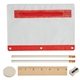aerial view a red essentials school pouch kit, image 1 of 2