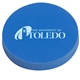 aerial view a blue custom promotional round colorful eraser, image 1 of 2