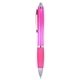 aerial view a translucent pink fullerton ballpoint click pen, image 1 of 3