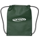 aerial view a hunter green small non - woven drawstring backpack, image 1 of 2