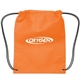 aerial view a orange small non - woven drawstring backpack, image 1 of 2