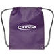 aerial view a purple small non - woven drawstring backpack, image 1 of 2