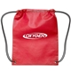 aerial view a red small non - woven drawstring backpack, image 1 of 2