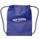 aerial view a royal blue small non - woven drawstring backpack, image 1 of 2