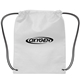 aerial view a white small non - woven drawstring backpack, image 1 of 2