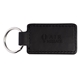 aerial view a black leeman tuscany pu leather rectangle keychain, image 1 of 2