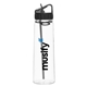 aerial view a black h2go angle 30 oz tritan water bottle with flip spout handle, image 1 of 7