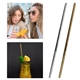 a group of reusable metal drinking straw