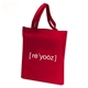 aerial view a red orangebag 6 oz red eco - friendly cotton tote bag with strap handles, image 1 of 2