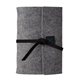 aerial view a black leather & royal waxed linen accent sequoia large felt journal, image 1 of 2