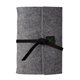 aerial view a black leather & green waxed linen accent sequoia large felt journal, image 1 of 2