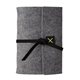 aerial view a black leather & lemon waxed linen accent sequoia large felt journal, image 1 of 2