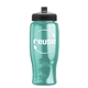 a transparent teal bottle & black lid poly - pure - 27 oz transparent bottle with push pull lid