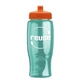 a transparent teal bottle & orange lid poly - pure - 27 oz transparent bottle with push pull lid